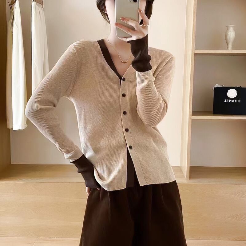 【outer】配色切り替えニットカーデ　M29124