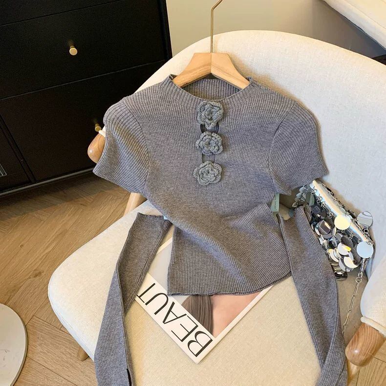 【tops】アームカバー付きニットトップス　M29111