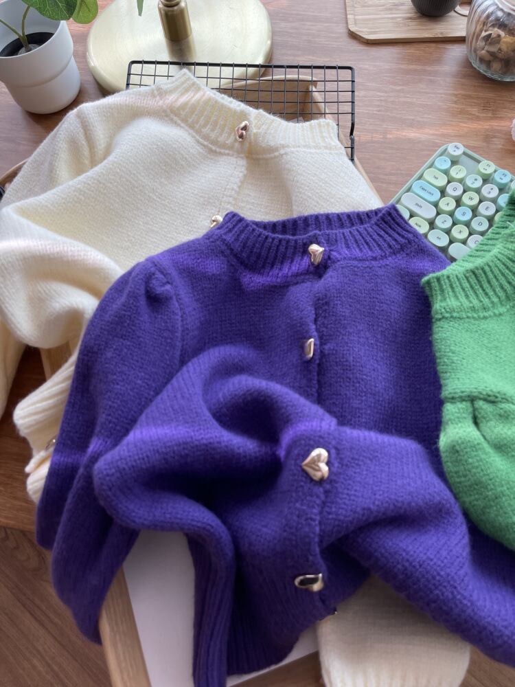 【outer】クルーネックニットカーデ　M18108