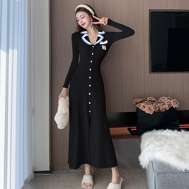 【dress】スリットニットワンピース　M28867