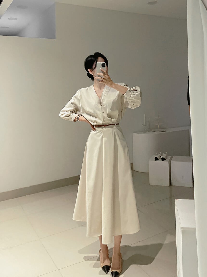 【dress】OL、通勤ワンピースベルト付き　M29620