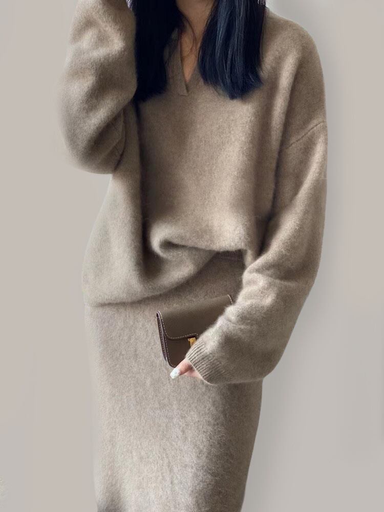 【set】ニットセーター×スカートセット　M19198
