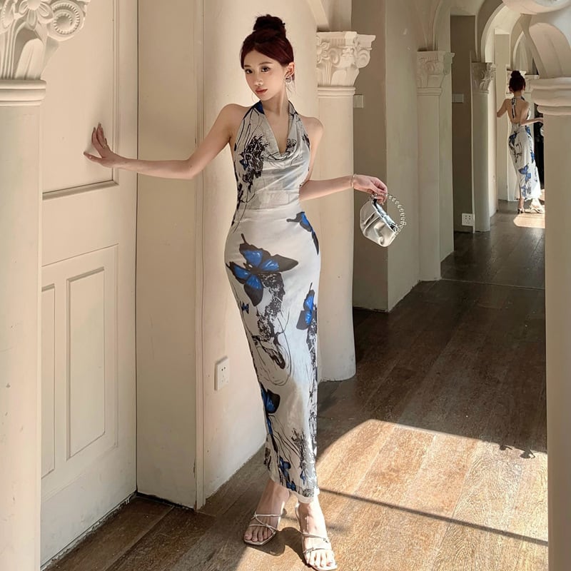 【dress】ホルターネックバックで綺麗ワンピース G21258