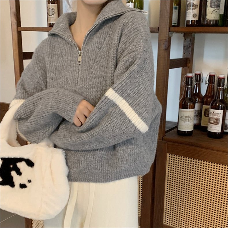 【tops】ファスナーニットセーター　M25995