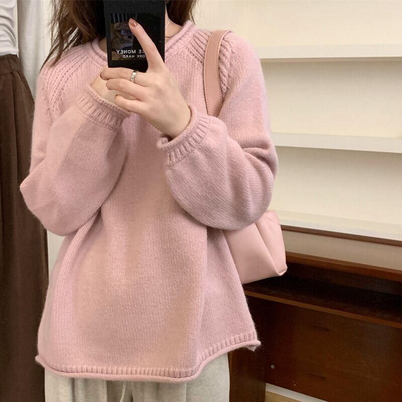 【tops】クルーネックニットセーター　M18672