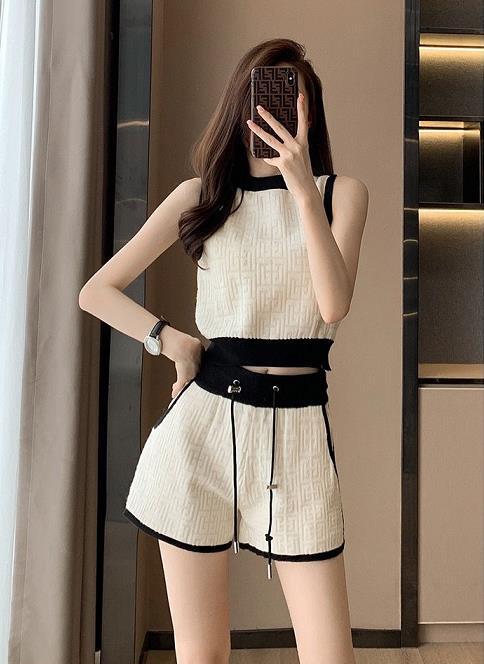 【set】ニットタンクトップ+ショートパンツ2点セットF7371