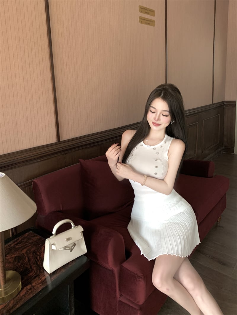 【dress】ノースリーブプリーツミニワンピース　M29821