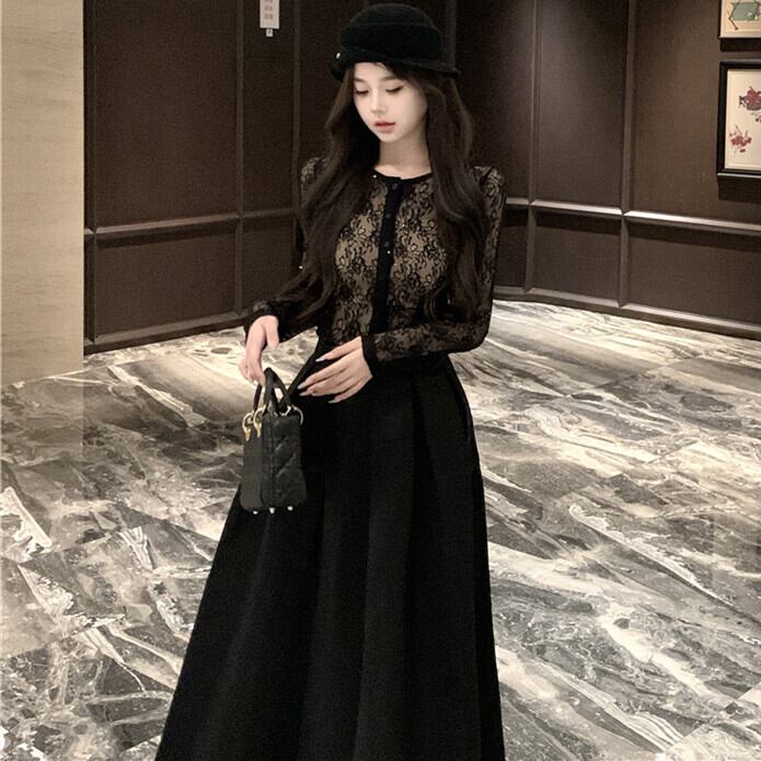 【set】レーストップスベアトップ付き×スカートセット　M28149