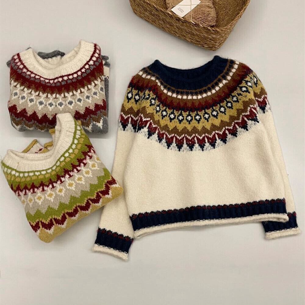 【tops】ジャカードニットセーター　M27108