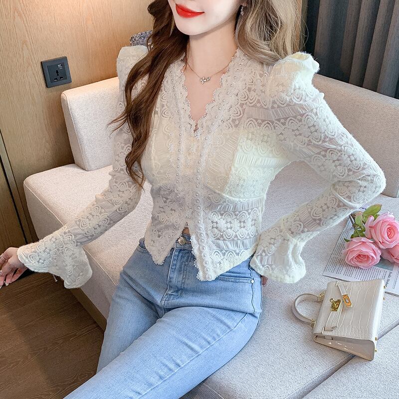 【tops】Vネックレーストップス　M27417