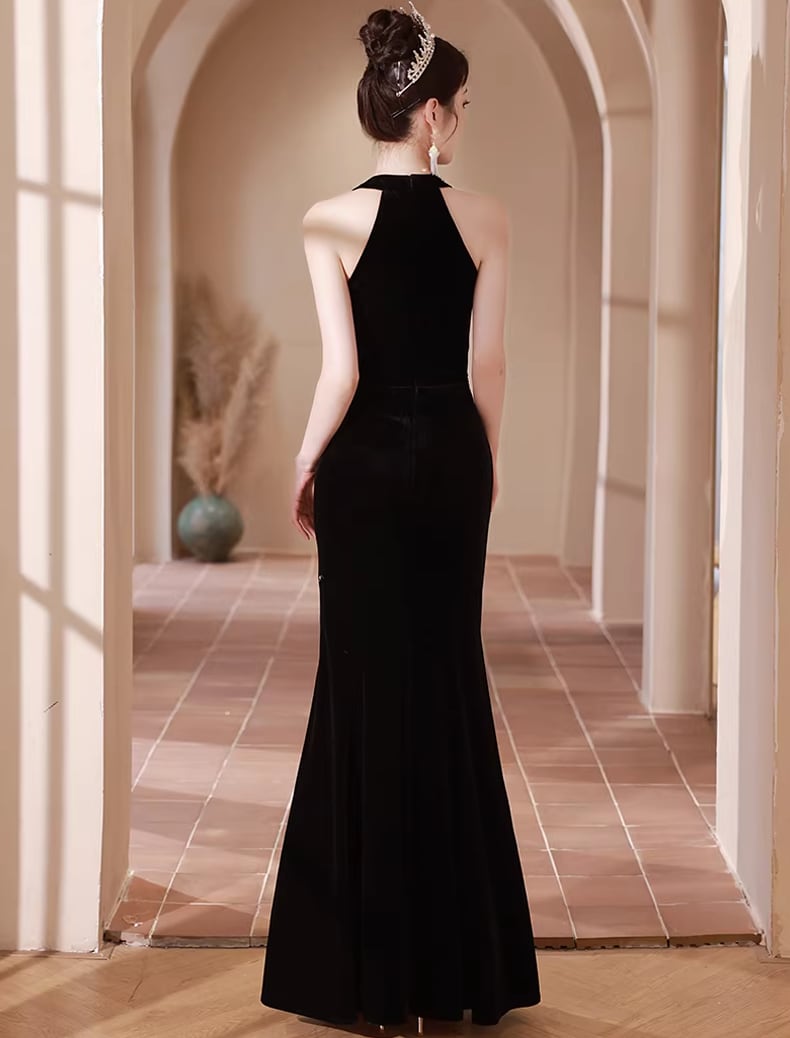 【dress】ラインストーン付きノースリーブマーメイドワンピース Q7993