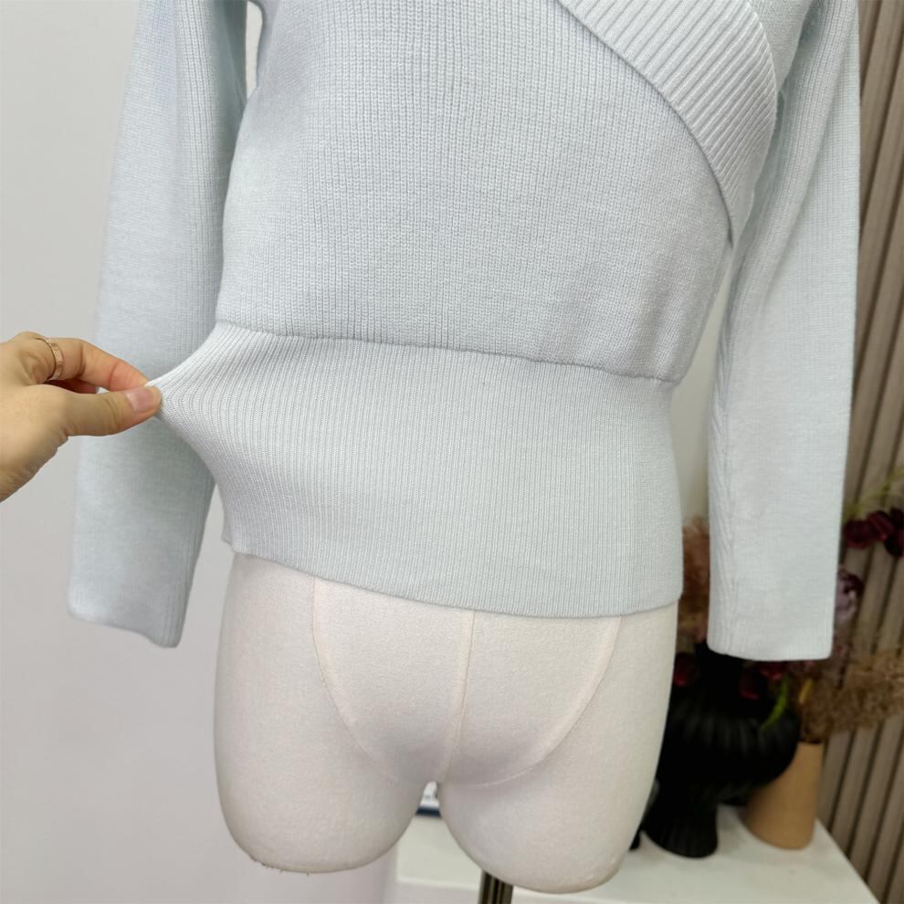 【tops】Vネックオフショルダーニットトップス　M28943