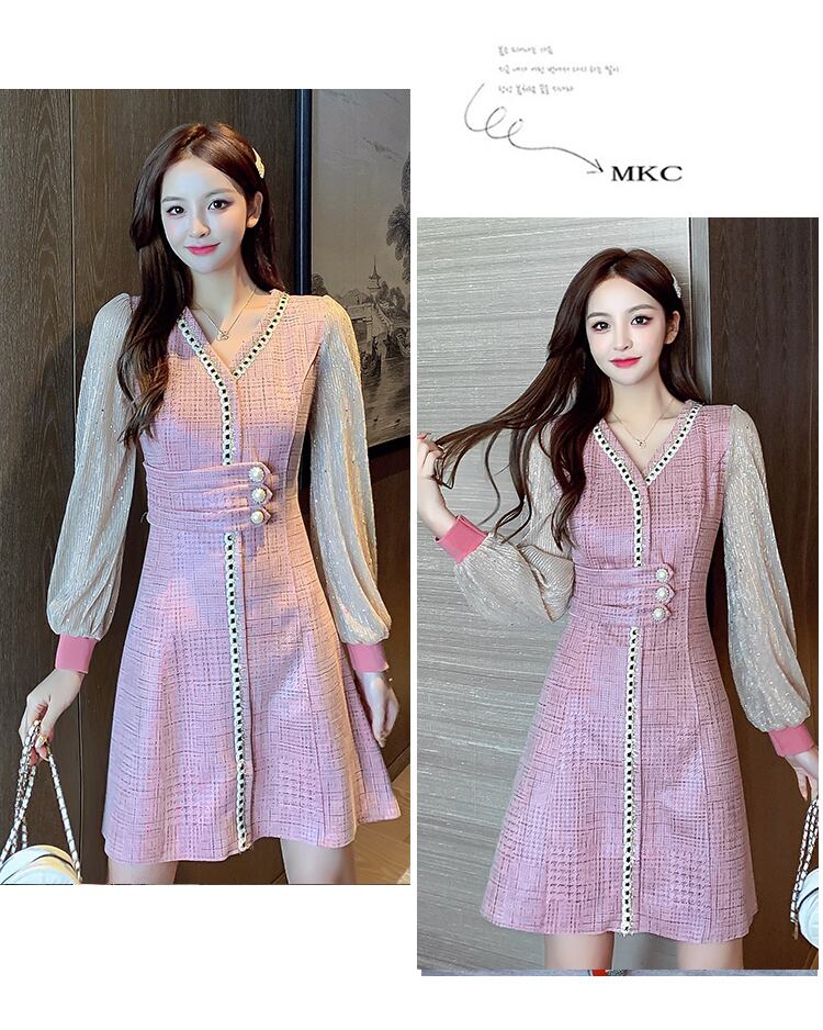 【dress】気質満点春秋スウィート長袖体型カバー着痩せワンピース G1706