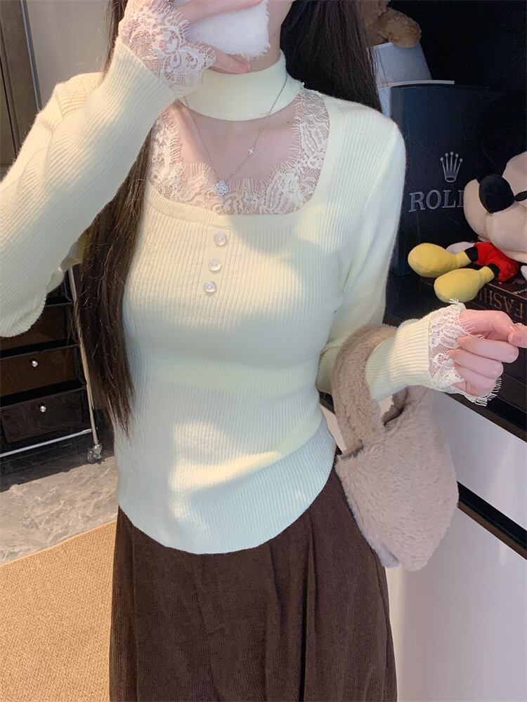 【tops】レースニットトップス　M28418