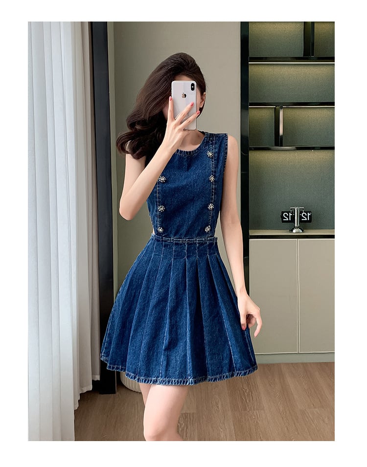 【dress】ノースリーブデニムワンピース　M24160