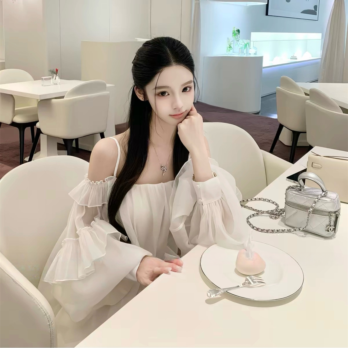【dress】パフスリーブバルーンミニワンピース　N3581