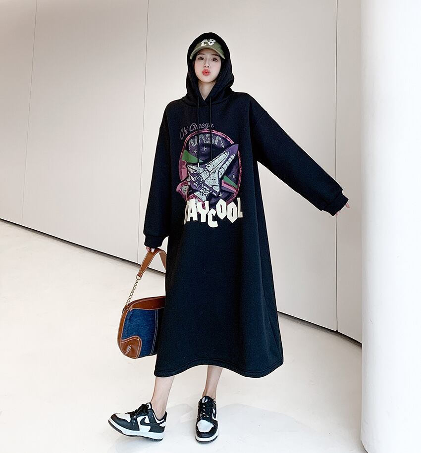 【dress】裹起毛パーカーワンピース　M18579