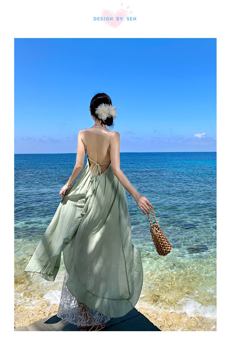 【dress】レース切り替えキャミワンピース　M25185