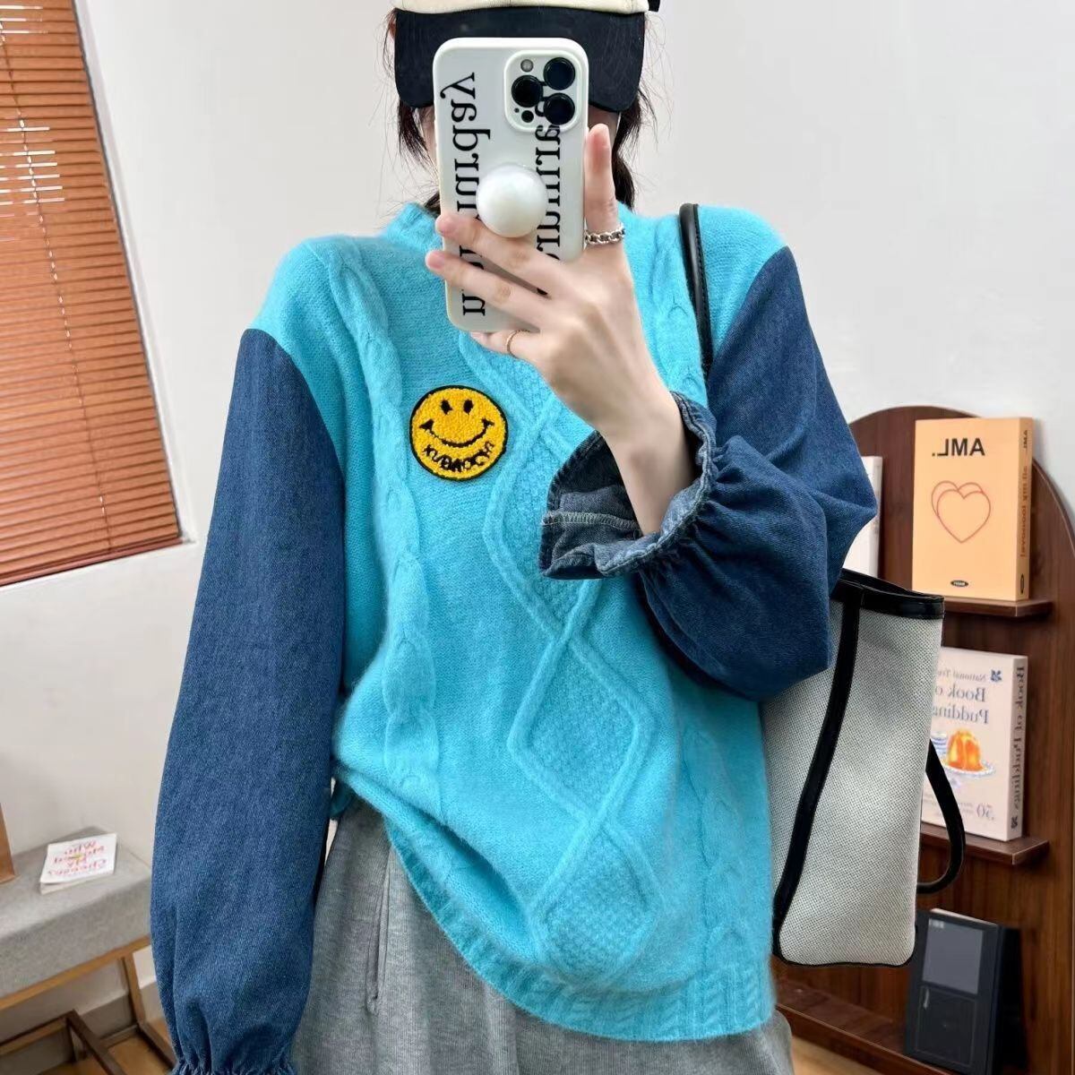 【tops】ドッキングニットセーター　M18457
