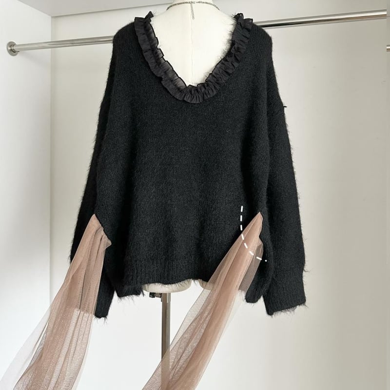 【tops】バックリボンニットトップス Q7372