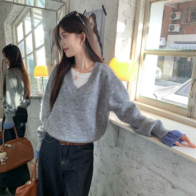 【tops】切り替えニットセーター　M27498