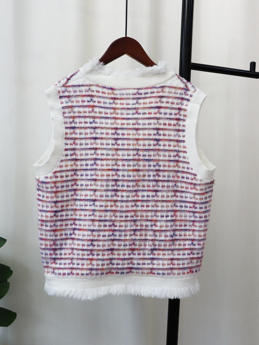 【tops】フリンジニットジレ　M18612