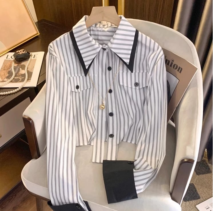 【tops】ストライプ柄ブラウスG20655