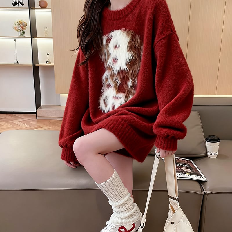 【tops】ファードッキングニットトップス Q7285
