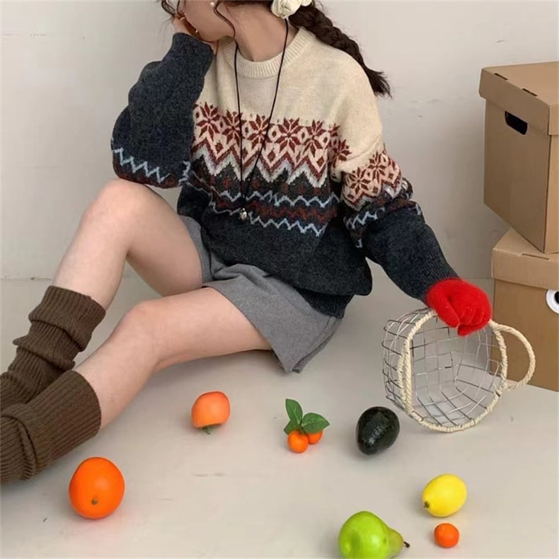 【tops】ジャカードニットセーター　M27137