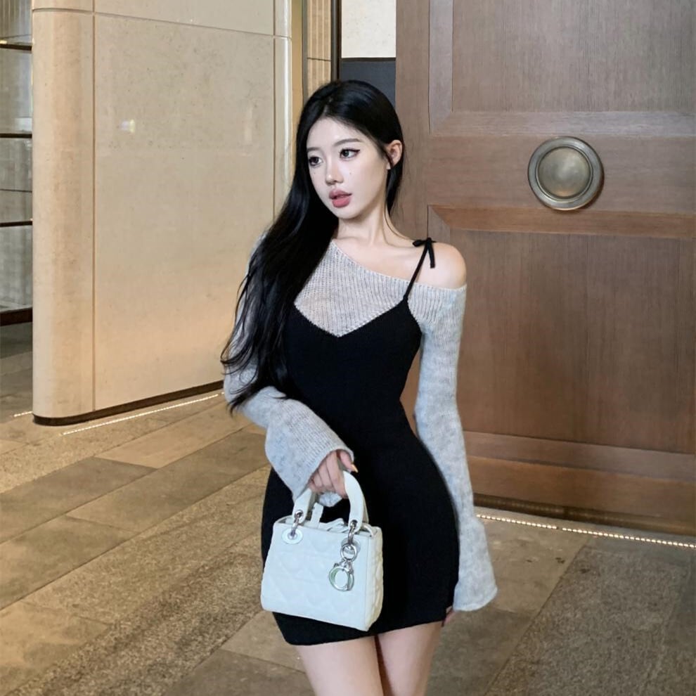 【dress】切り替えニットワンピース　M28362