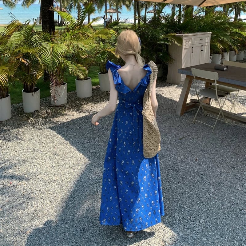【dress】ギャザーフリルロングキャミワンピース Q8508