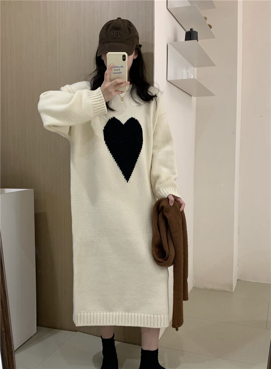 【dress】ハート柄ニットワンピース 　N2240