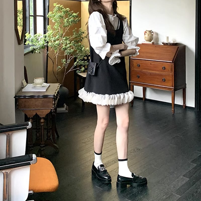 【dress】ベスト切り替えワンピース　M24185