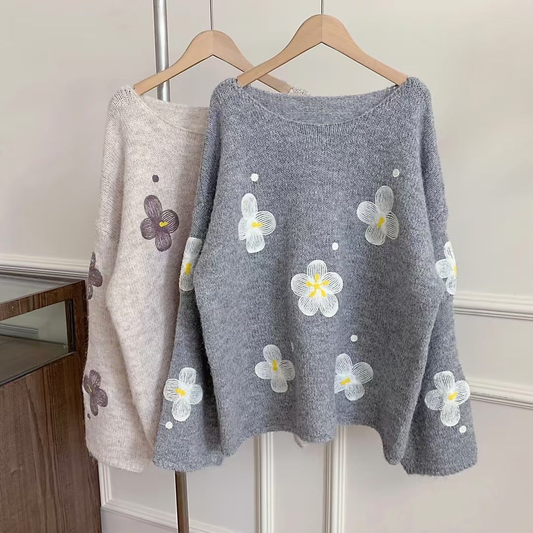 【tops】プリントニットセーター　M28628