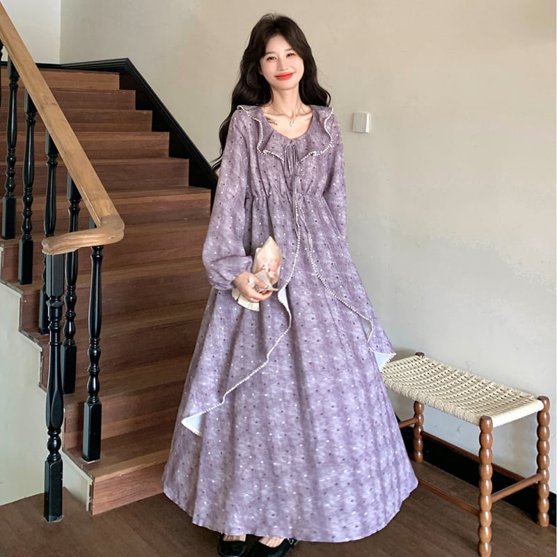 【dress】フレアロングワンピース Q8221