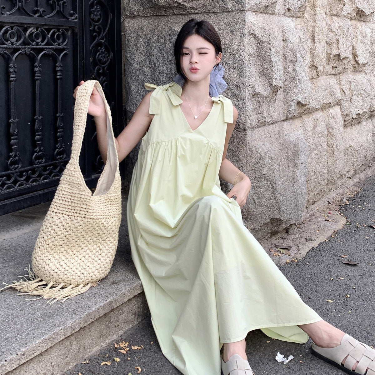 【dress】リボン付きワンピース　M24666