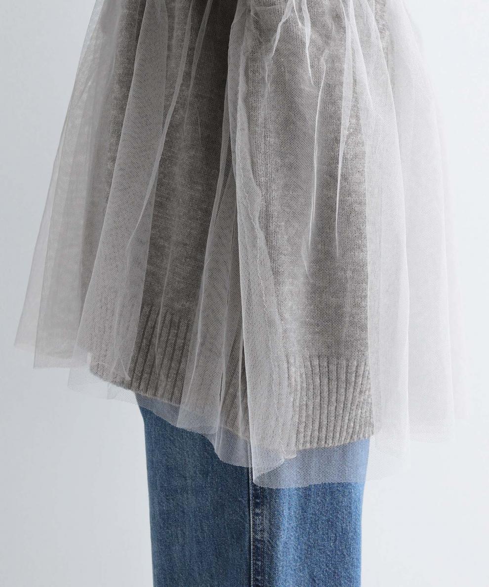 【tops】チュールドッキングニットセーター　M25563
