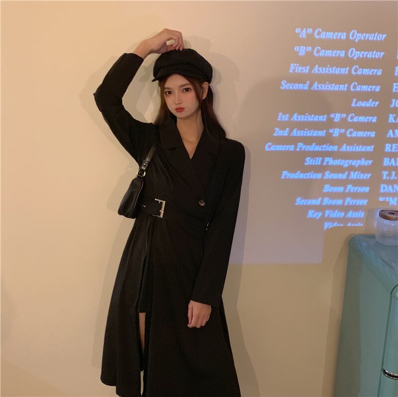 【dress】今季も大流行!気質満点長袖デザインスリットハイウエストワンピース G1758