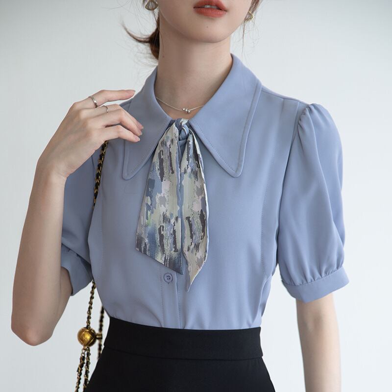 【tops】シフォンOL通勤ブラウスG21077