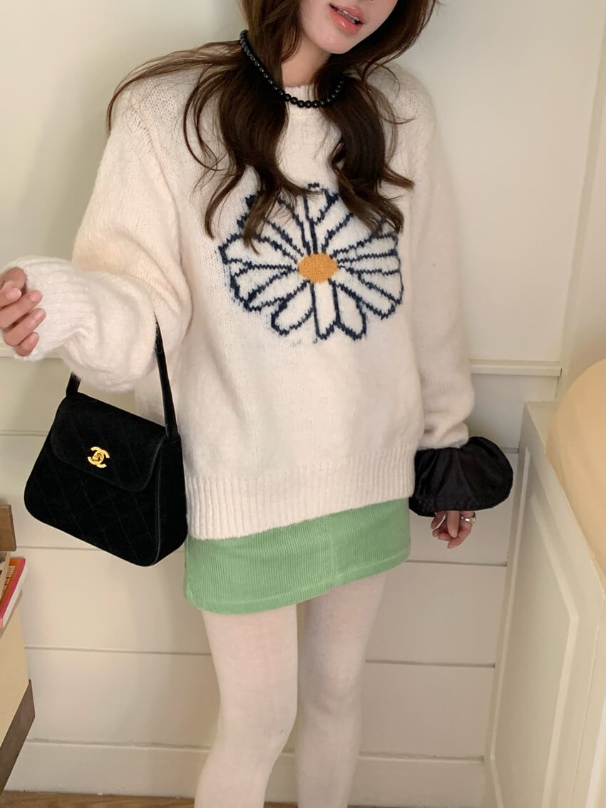 【tops】刺繍ニットセーター　M28269