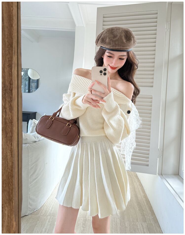 【dress】ボートネックニットワンピース　M27486