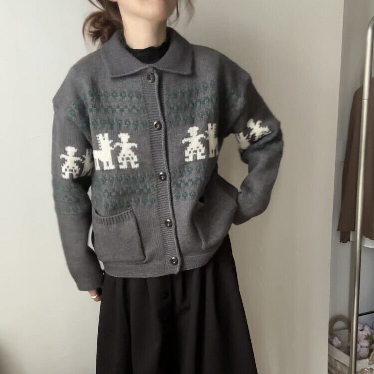 【outer】ジャカードニットカーデ　M27348