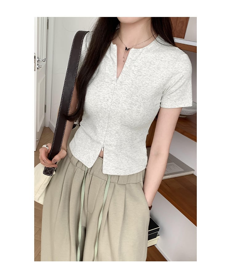 【tops】ファスナーTシャツ　M25069