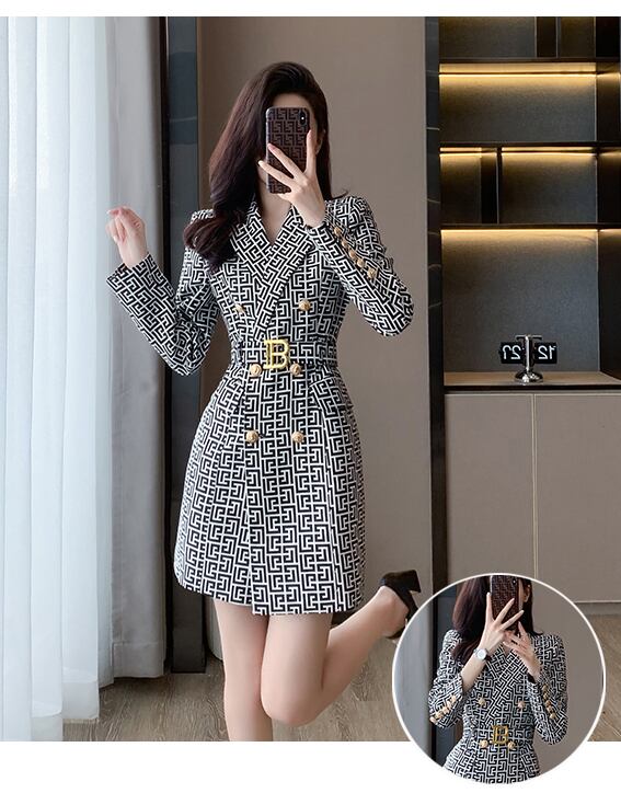 【dress】長袖ツイードスーツワンピース G17855