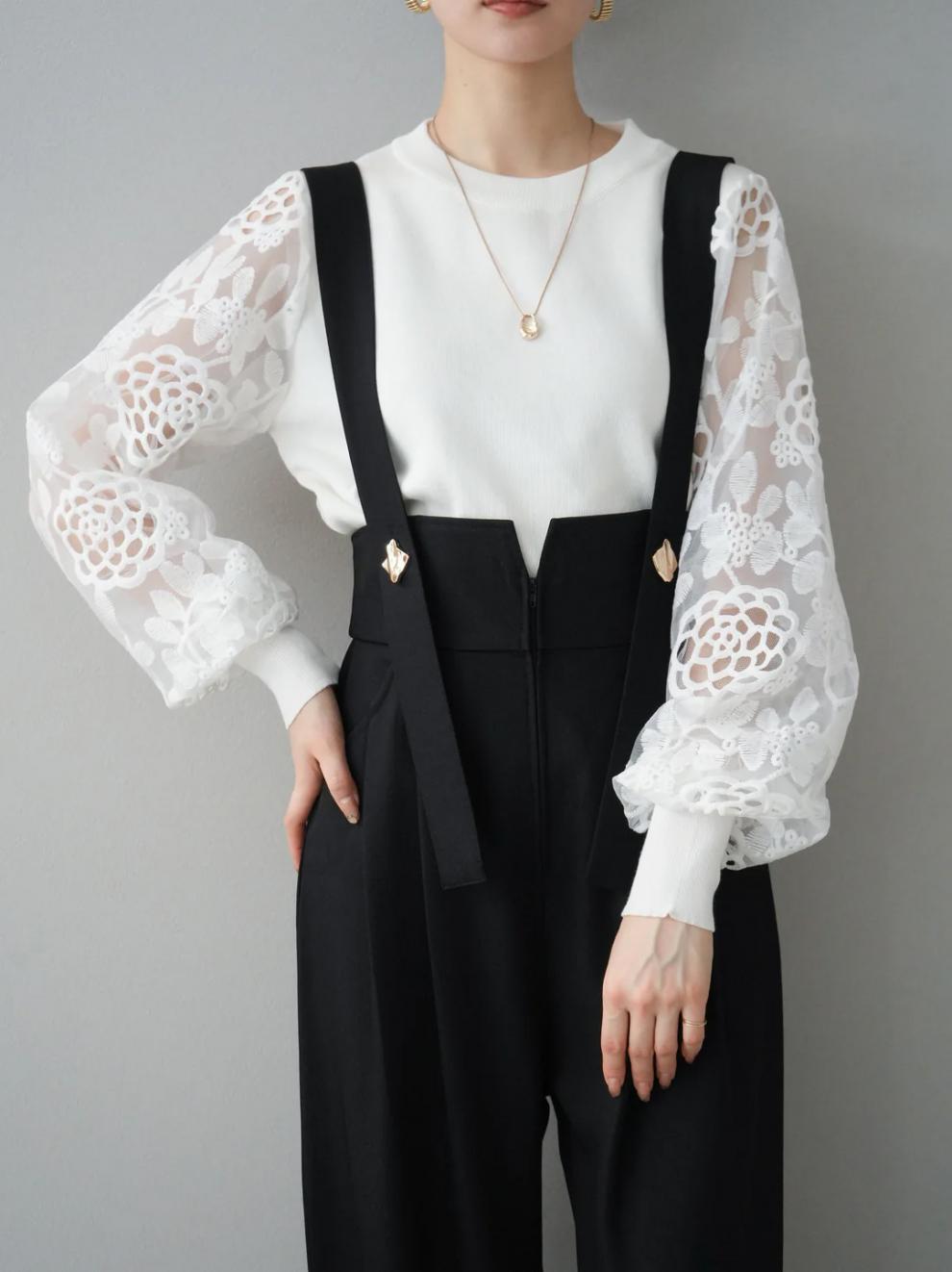 【tops】レース切り替えトップス　M29484