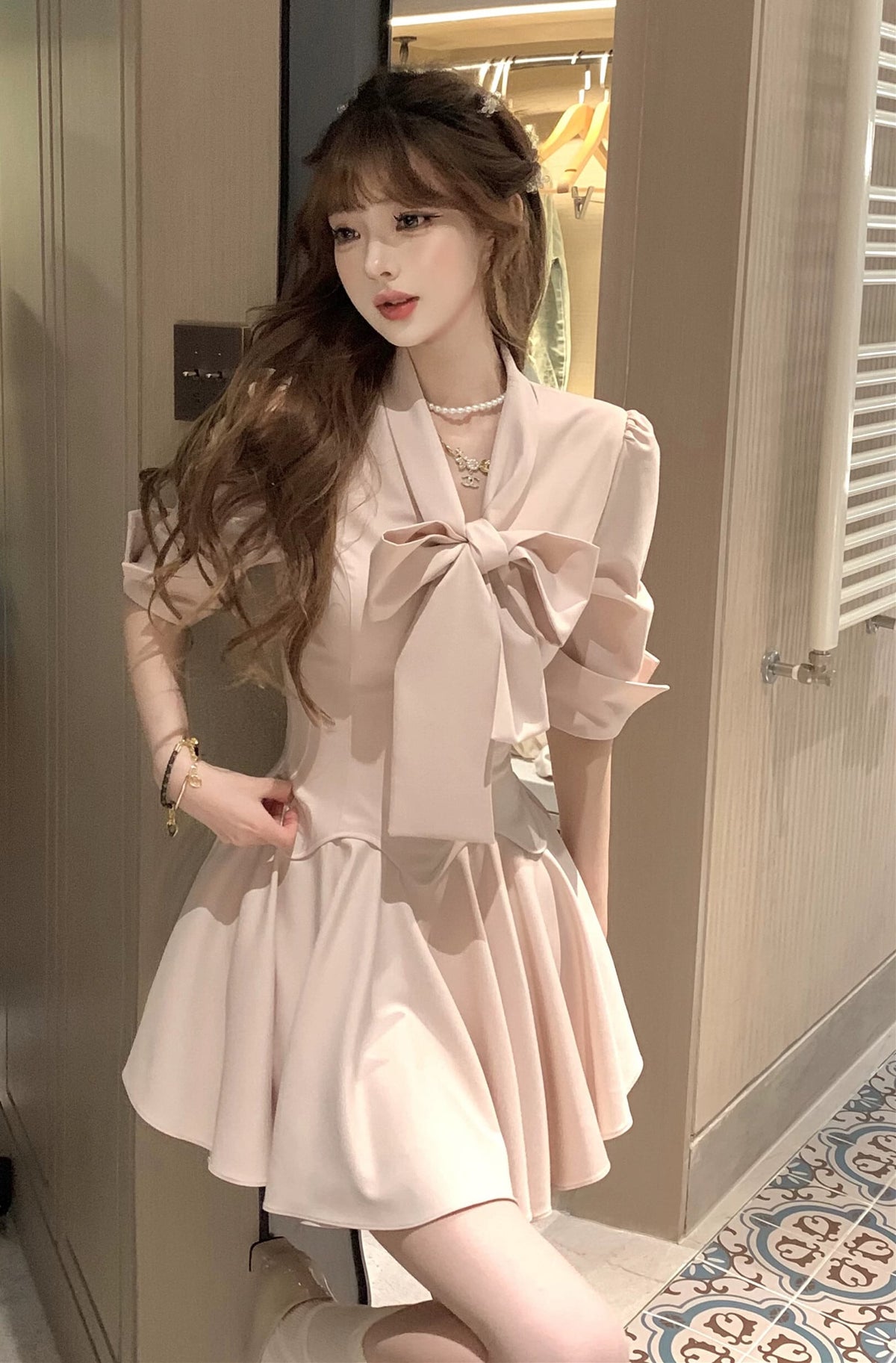【dress】リボンシャツワンピース　N3016