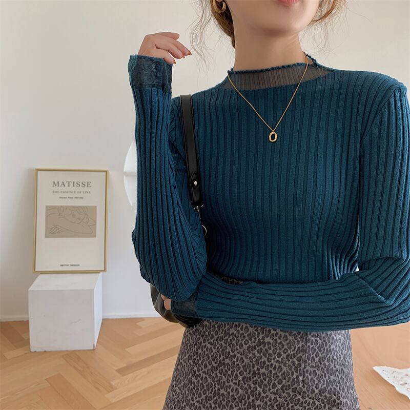 【tops】チュールドッキングニットトップス　M26543
