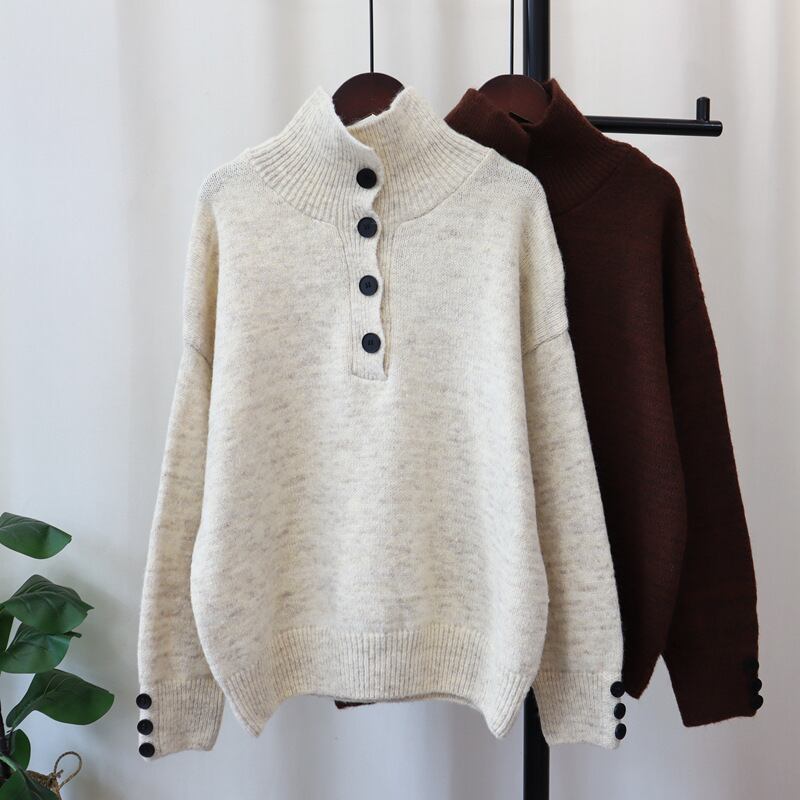 【tops】ボタンデザインニットセーター　M27817