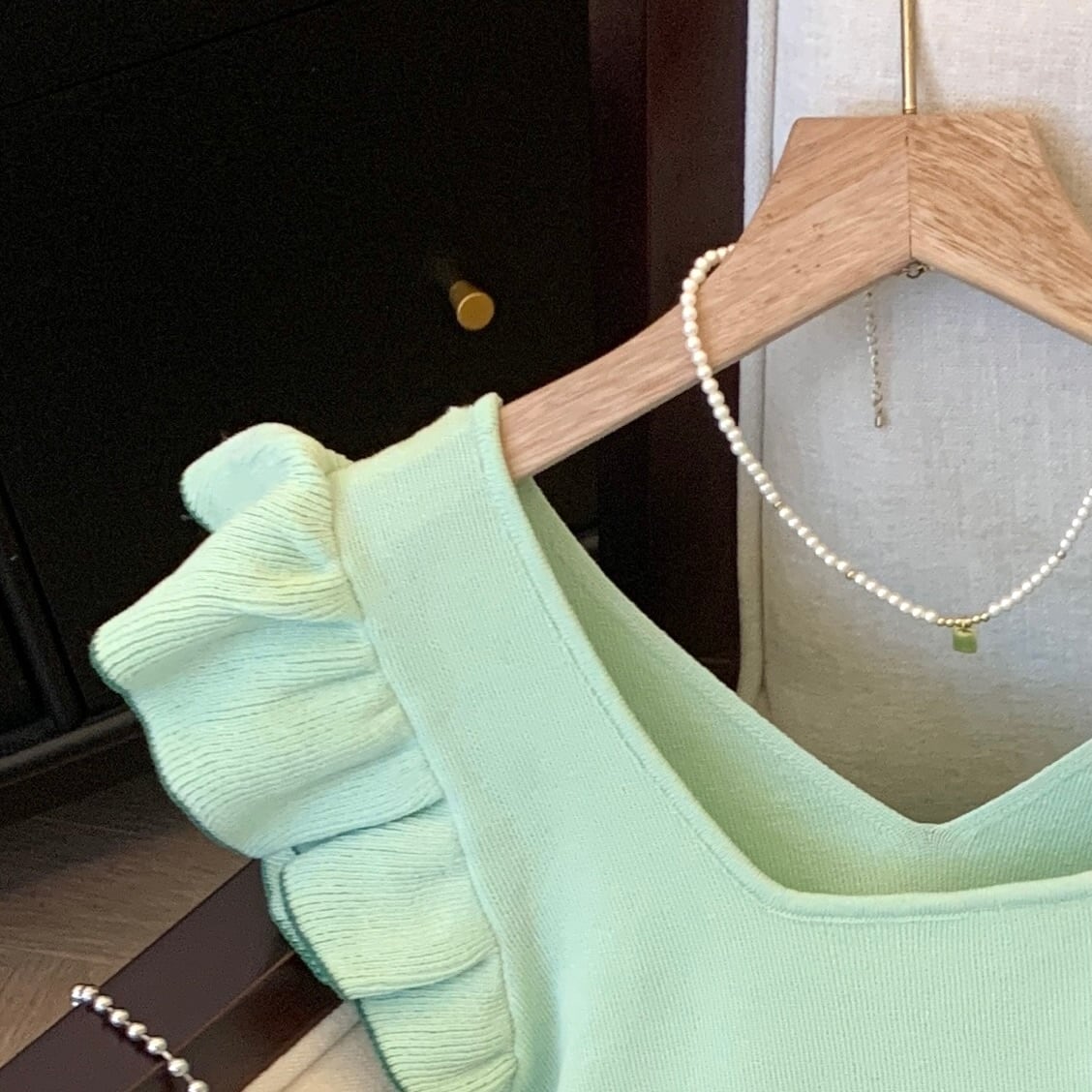 【tops】5色フレンチスリーブニットＴシャツF7442