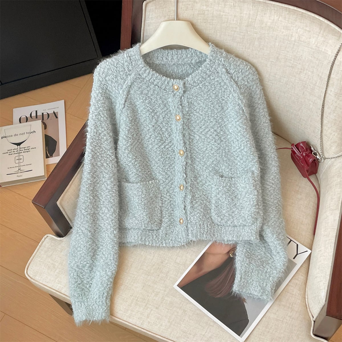 【outer】クルーネックニットカーデ　M29206